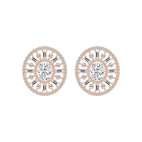 Oval Radial Sparkle Stud Earrings