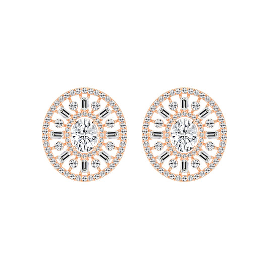 Oval Radial Sparkle Stud Earrings