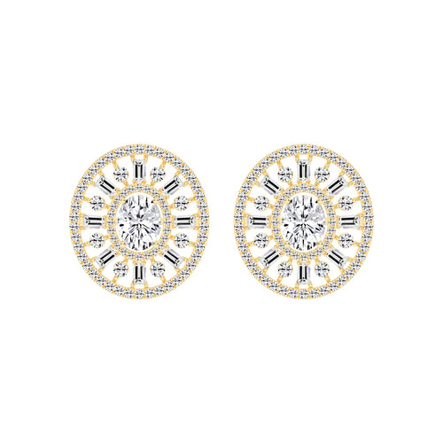 Oval Radial Sparkle Stud Earrings