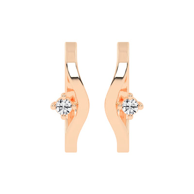 Wavy Solitaire Huggie Hoops