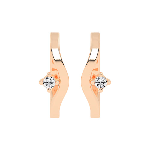 Wavy Solitaire Huggie Hoops