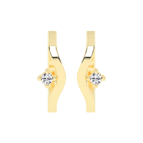 Wavy Solitaire Huggie Hoops