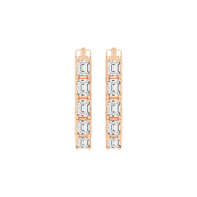 Emerald-Cut Glow Hoop Earrings