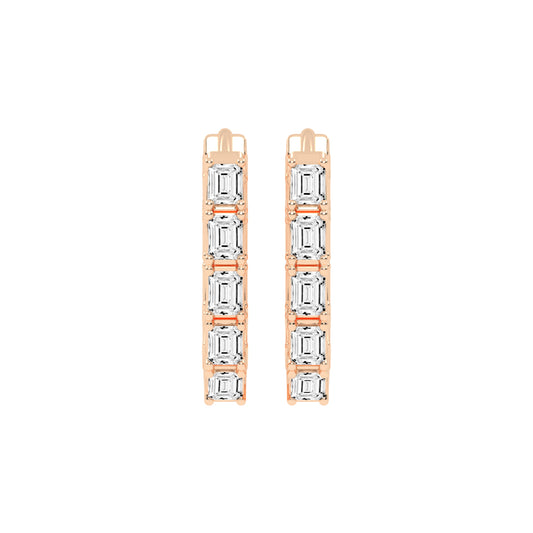 Emerald-Cut Glow Hoop Earrings