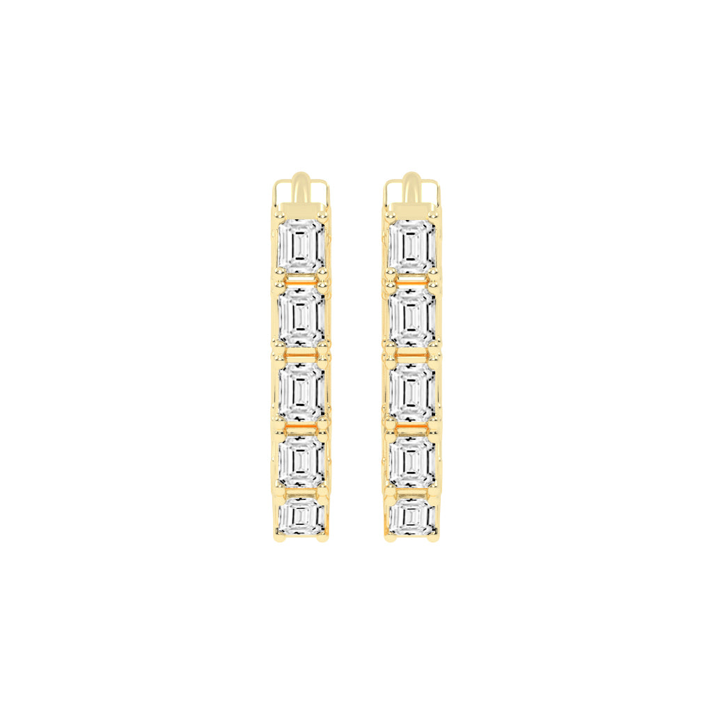Emerald-Cut Glow Hoop Earrings