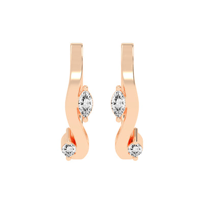 Marquise Solitaire Twist Hoops
