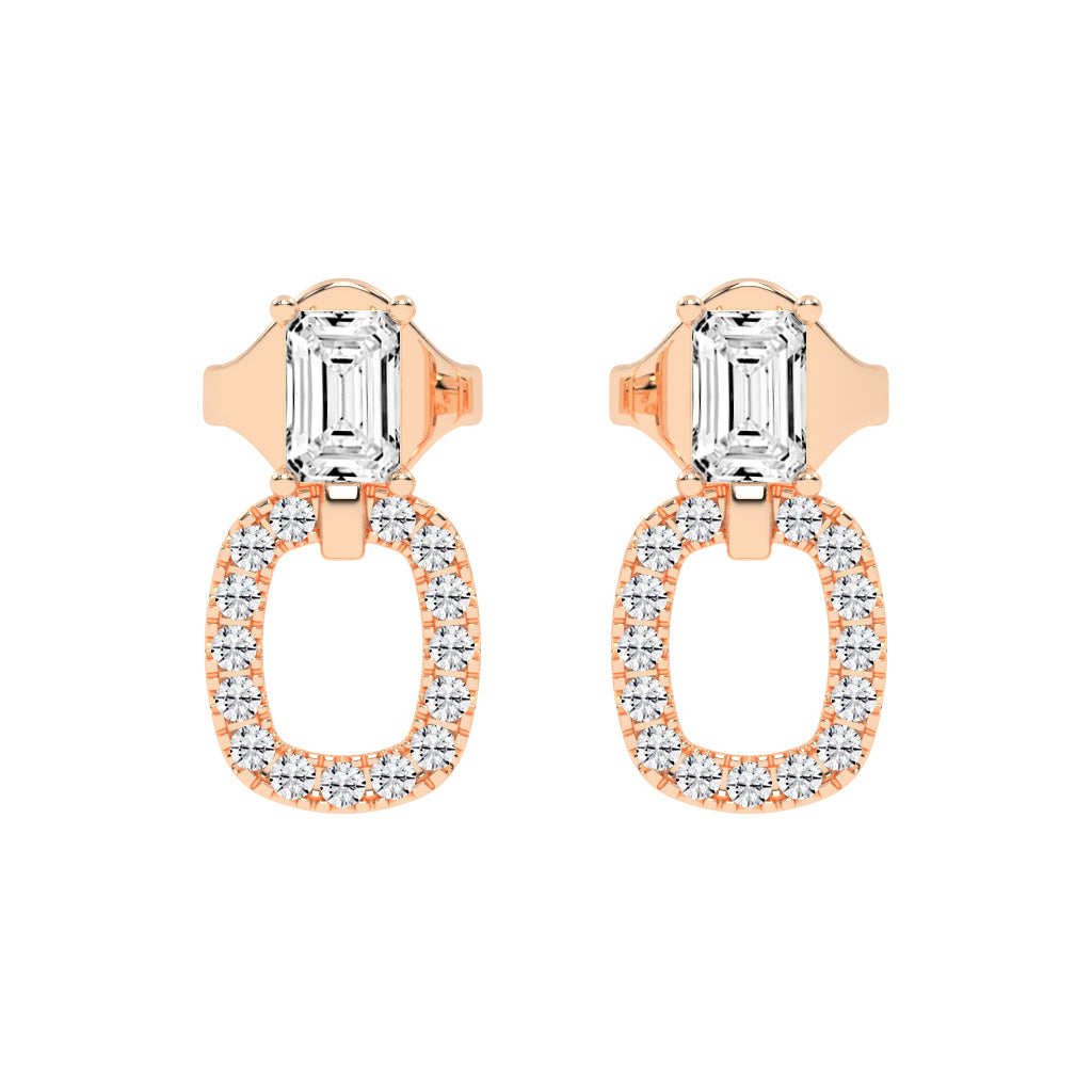 Baguette Cut  Pav Diamond Earrings