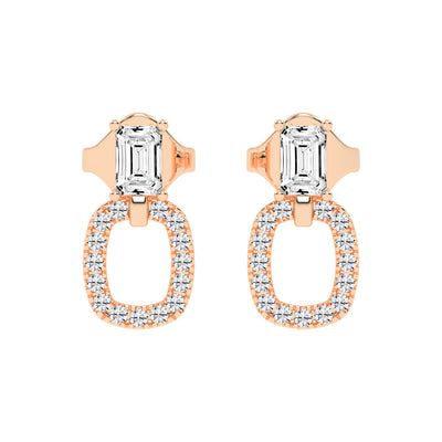 Baguette Cut  Pav Diamond Earrings