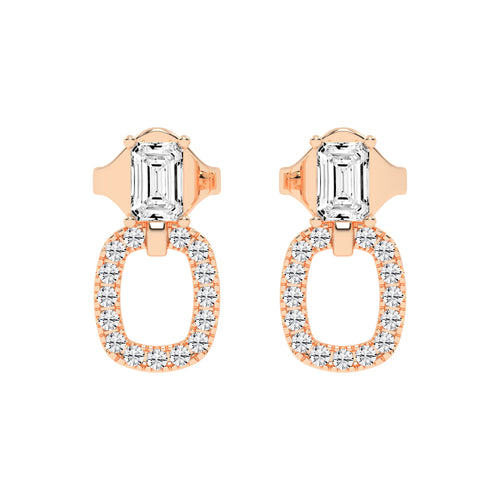 Baguette Cut  Pav Diamond Earrings