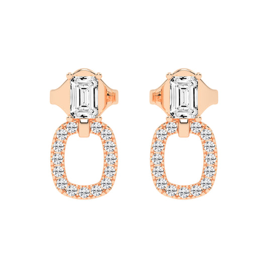 Baguette Cut  Pav Diamond Earrings