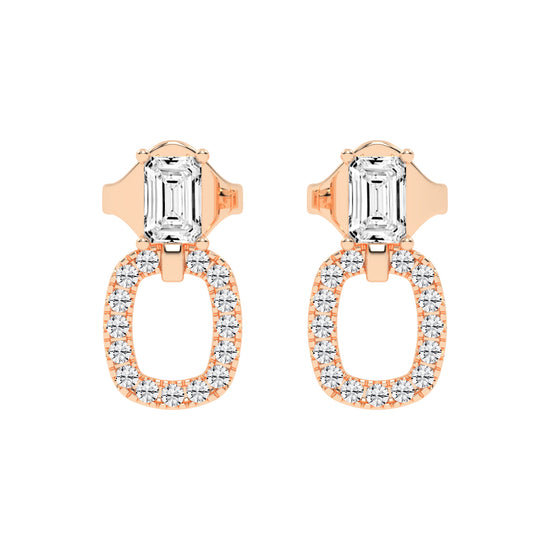 Baguette Cut  Pav Diamond Earrings