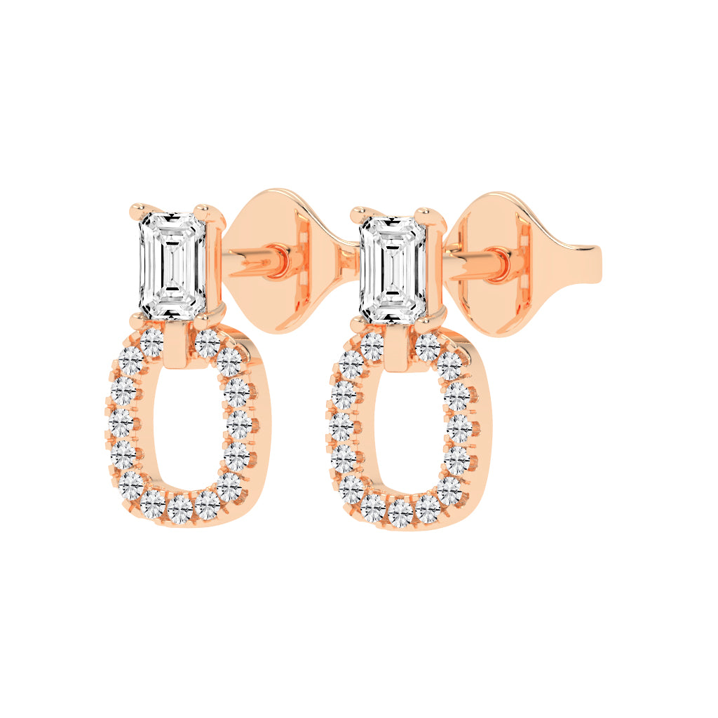 Baguette Cut  Pav Diamond Earrings