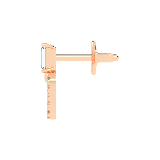 Baguette Cut  Pav Diamond Earrings