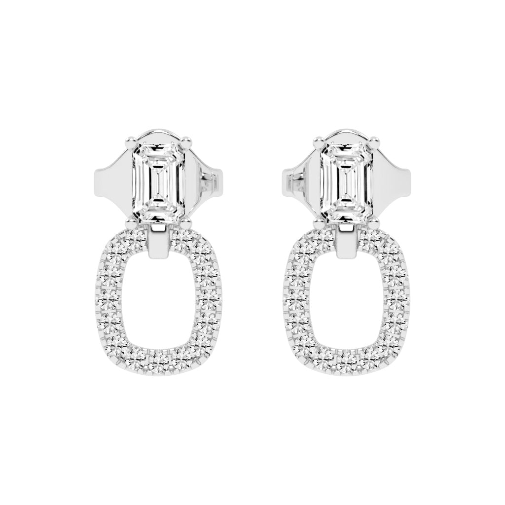 Baguette Cut  Pav Diamond Earrings