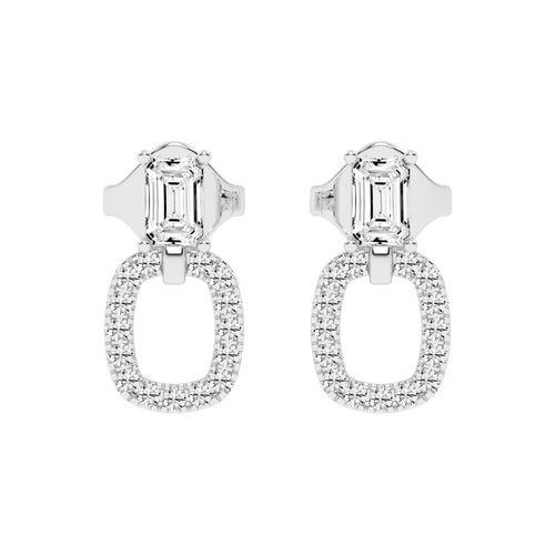 Baguette Cut  Pav Diamond Earrings