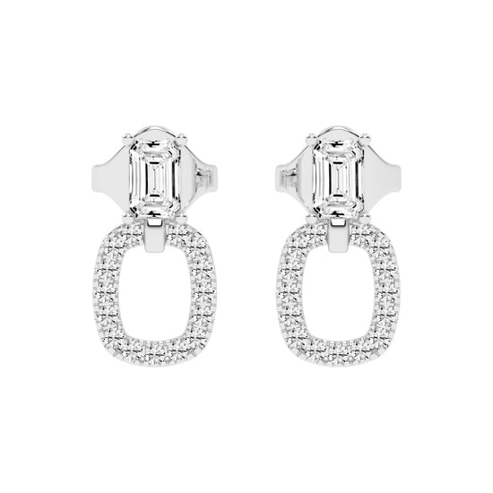 Baguette Cut  Pav Diamond Earrings