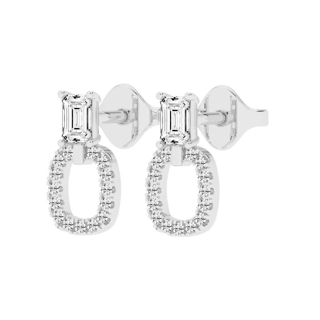Baguette Cut  Pav Diamond Earrings
