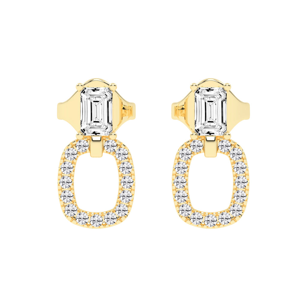 Baguette Cut  Pav Diamond Earrings