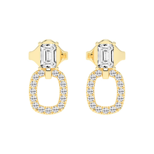 Baguette Cut  Pav Diamond Earrings