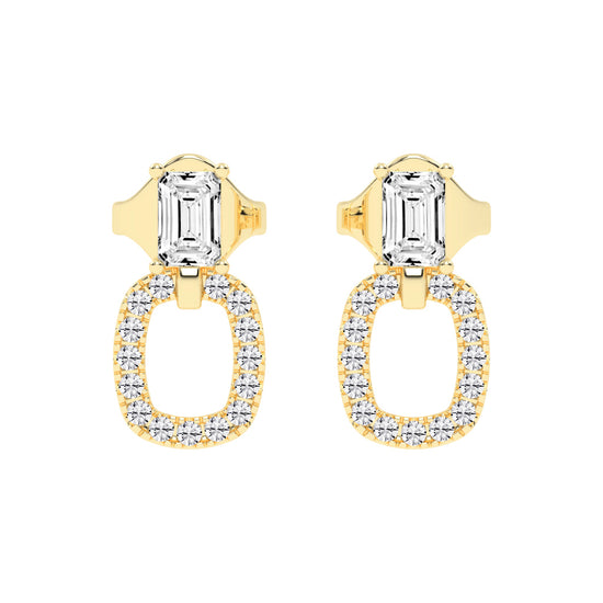 Baguette Cut  Pav Diamond Earrings
