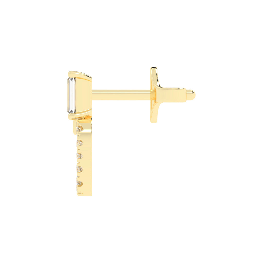 Baguette Cut  Pav Diamond Earrings