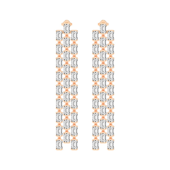 Regal Cascade Emerald Diamond Chandelier Earrings