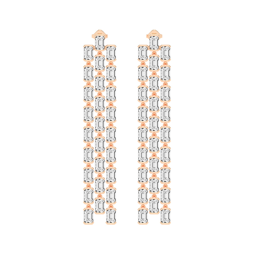 Regal Cascade Emerald Diamond Chandelier Earrings