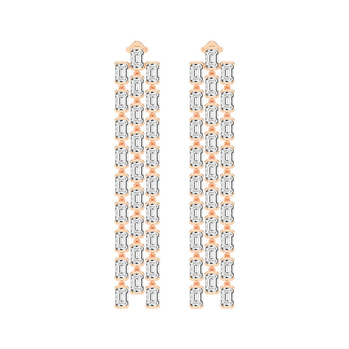 Regal Cascade Emerald Diamond Chandelier Earrings