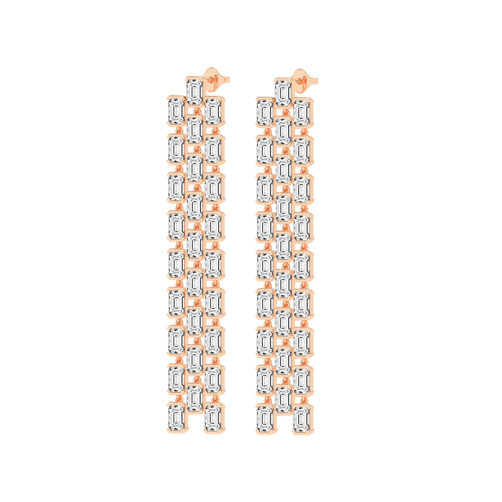 Regal Cascade Emerald Diamond Chandelier Earrings