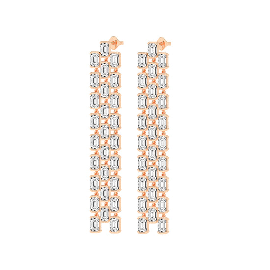 Regal Cascade Emerald Diamond Chandelier Earrings