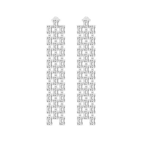 Regal Cascade Emerald Diamond Chandelier Earrings