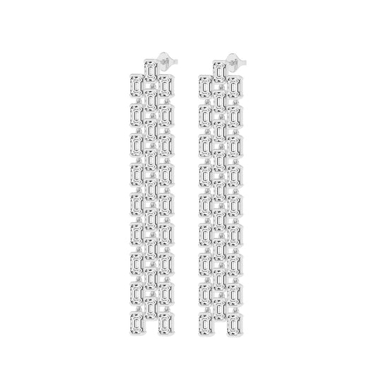Regal Cascade Emerald Diamond Chandelier Earrings