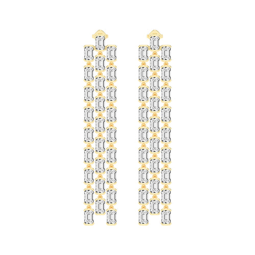 Regal Cascade Emerald Diamond Chandelier Earrings