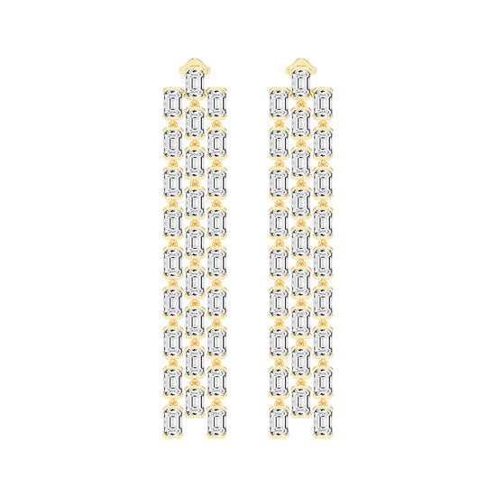 Regal Cascade Emerald Diamond Chandelier Earrings