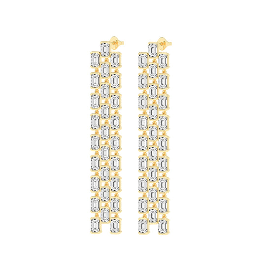 Regal Cascade Emerald Diamond Chandelier Earrings
