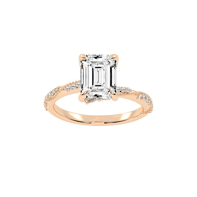 Siderelle Emerald Cut Side Stone Lab Diamond Ring