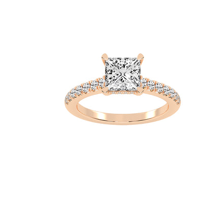 Sidora  Princess Cut Side Stone Lab Diamond Ring