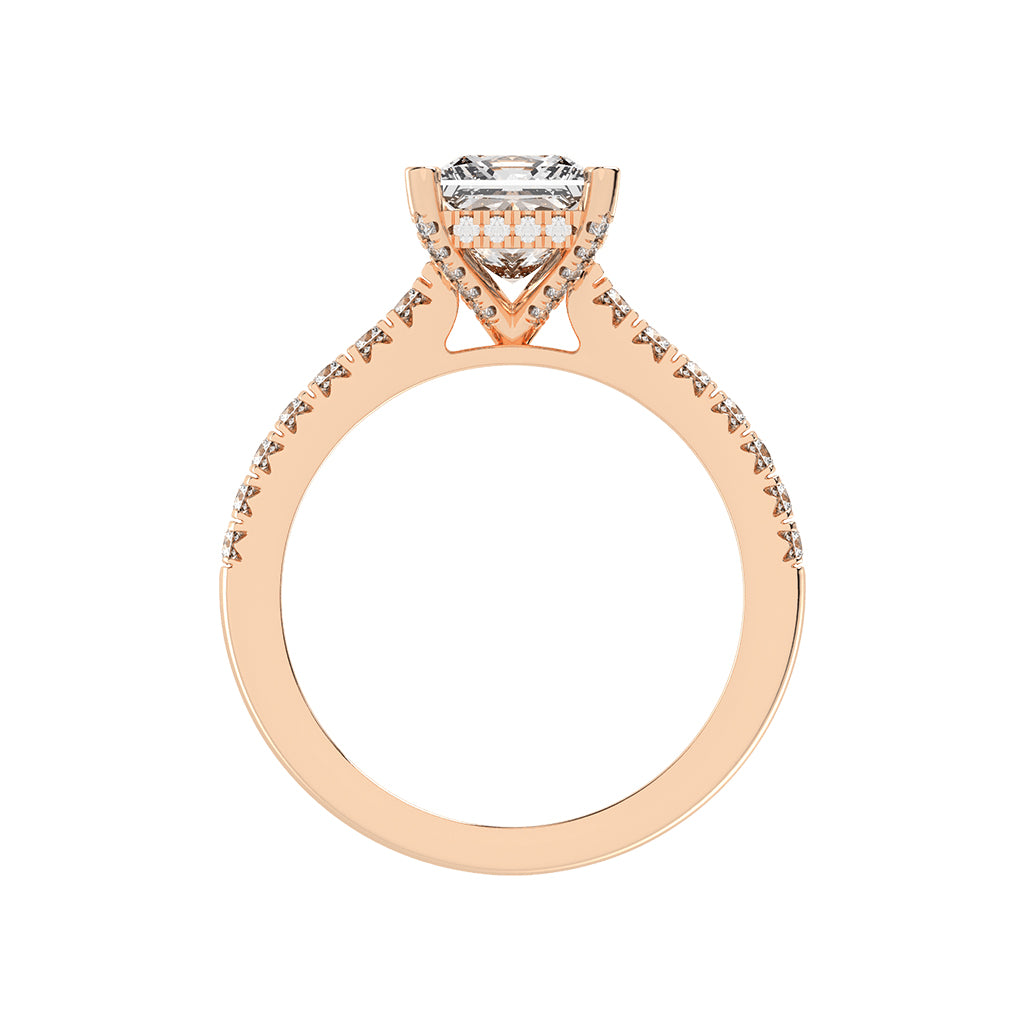 Sidora  Princess Cut Side Stone Lab Diamond Ring