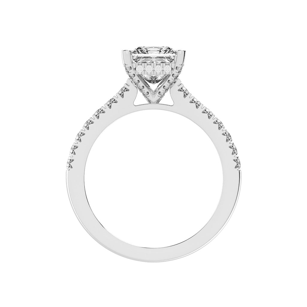 Sidora  Princess Cut Side Stone Lab Diamond Ring