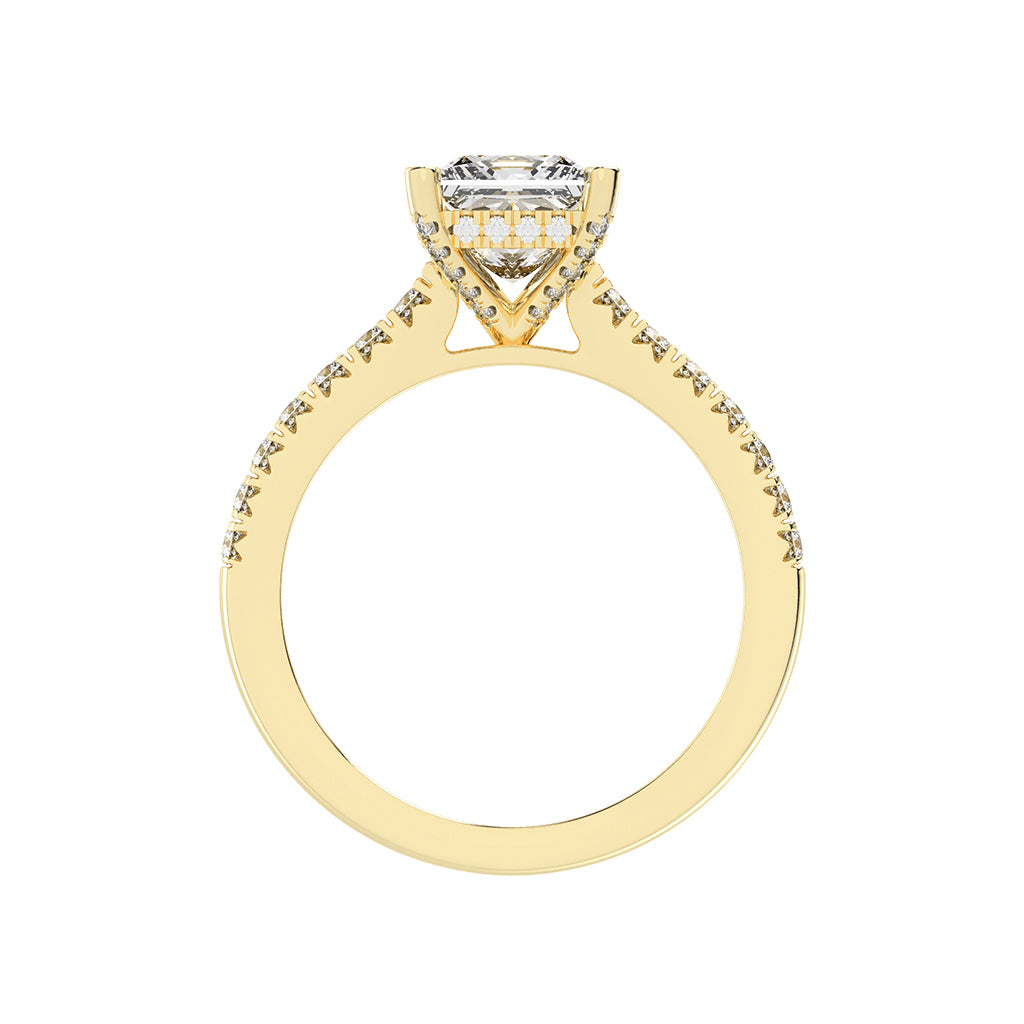 Sidora  Princess Cut Side Stone Lab Diamond Ring