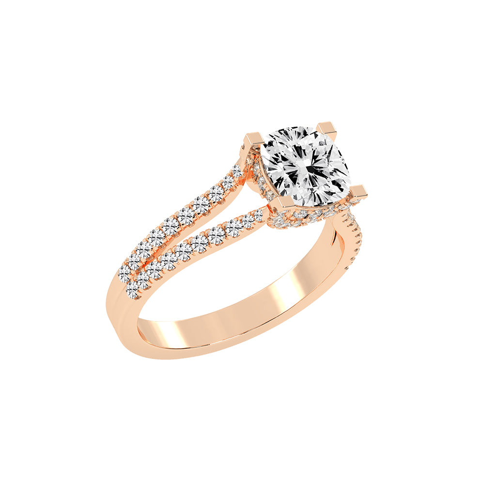 Evrylle  Split Shank Cushion Cut Classic Lab Diamond Ring