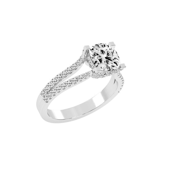 Evrylle  Split Shank Cushion Cut Classic Lab Diamond Ring