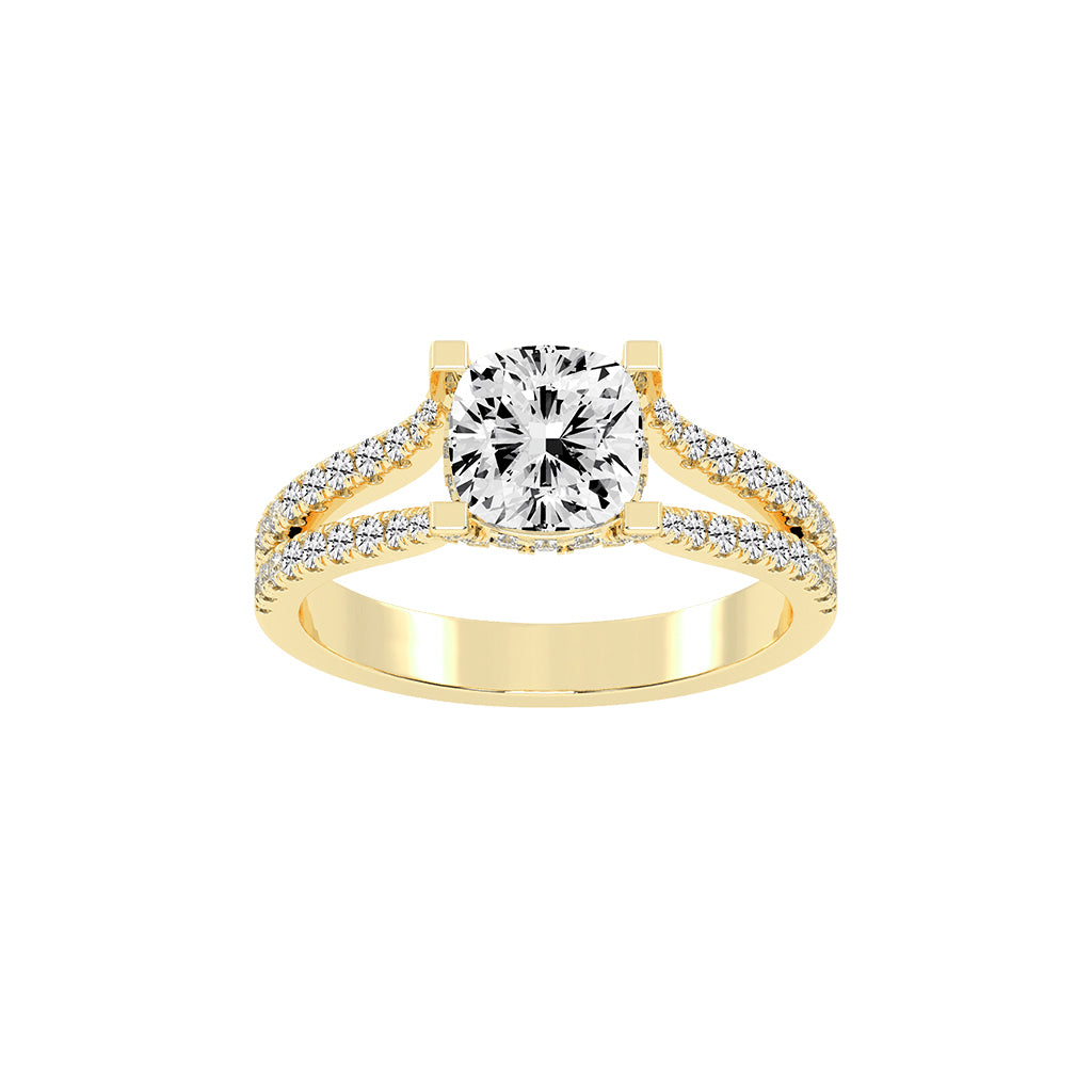 Evrylle  Split Shank Cushion Cut Classic Lab Diamond Ring
