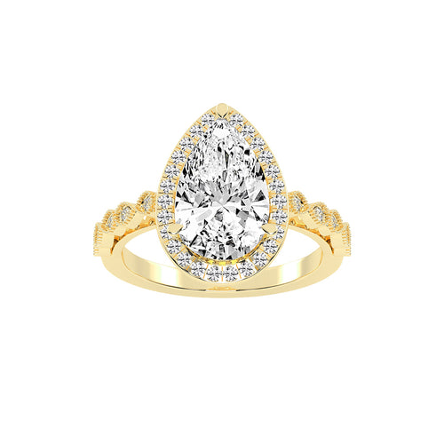 Haliviera Bezel Setting Pear Cut Halo Lab Diamond Ring