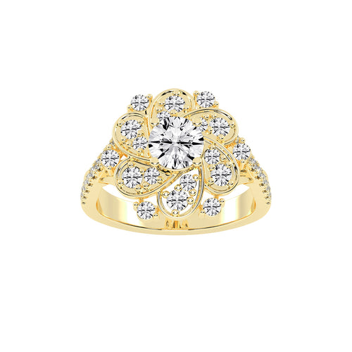 Gemissa Floral Style Cocktail Lab Diamond Ring