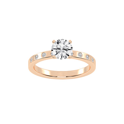 Solairne Gypsy Flush Round Cut Lab Diamond Ring