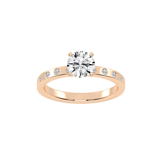 Solairne Gypsy Flush Round Cut Lab Diamond Ring
