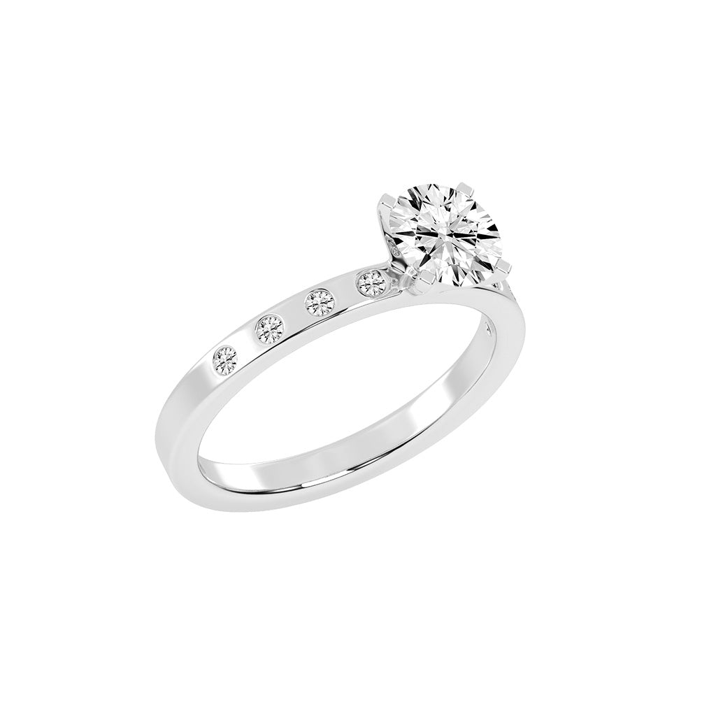 Solairne Gypsy Flush Round Cut Lab Diamond Ring
