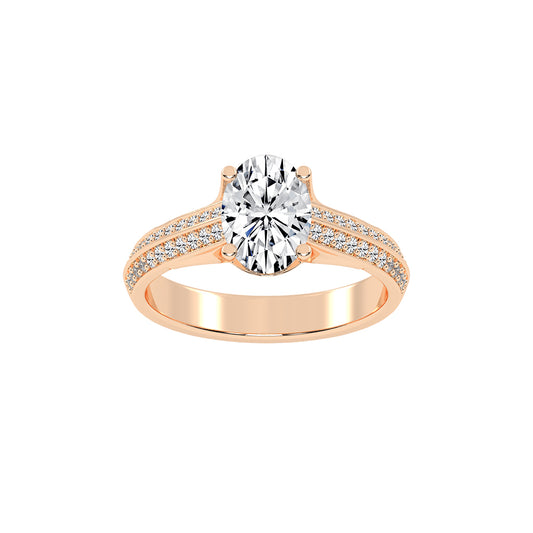 Diamyside Oval Cut Side Stone Lab Diamond Ring
