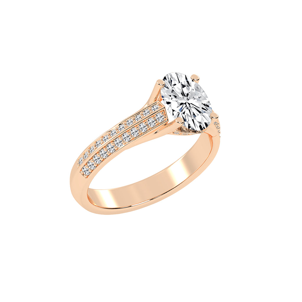 Diamyside Oval Cut Side Stone Lab Diamond Ring